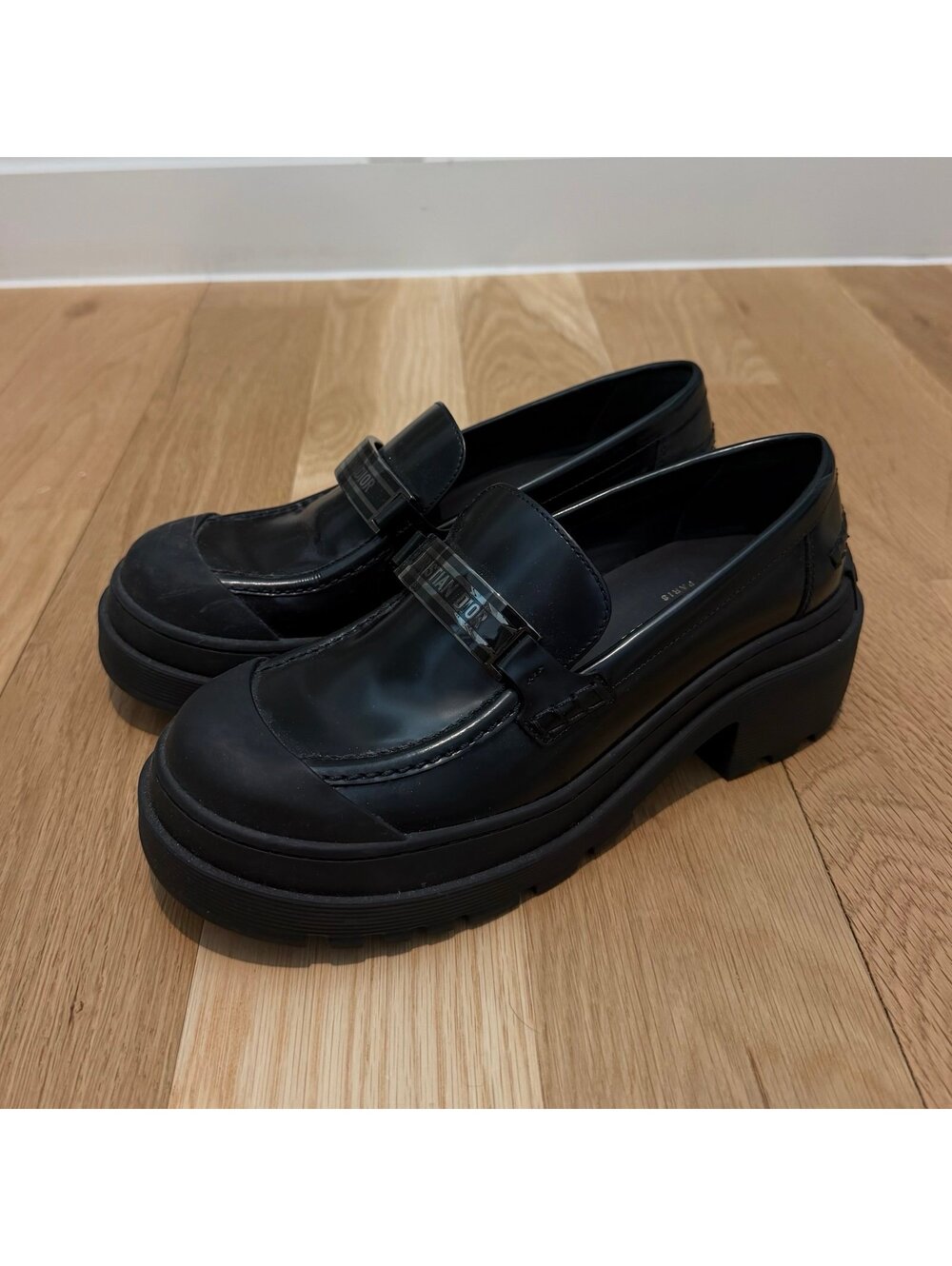 christian dior black leather loafers size 38